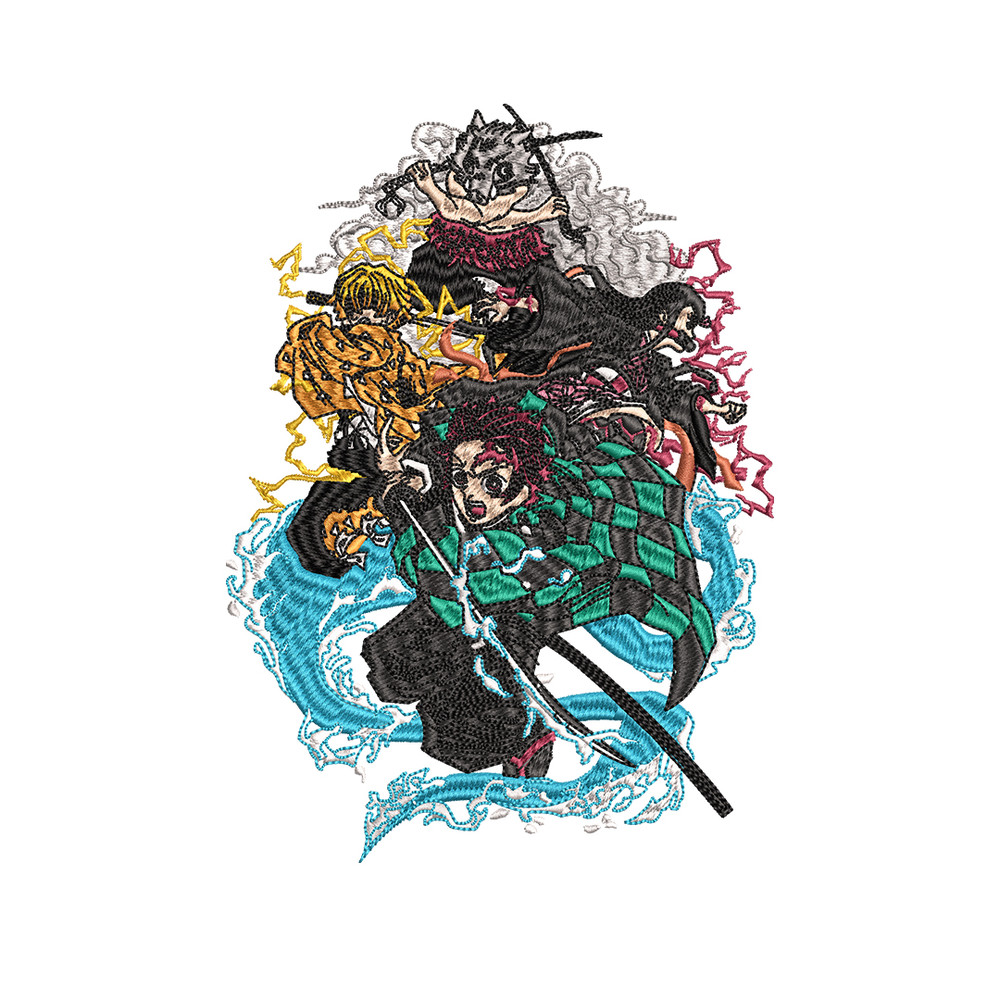 Tanjiro friends embroidery design, Kimetsu no Yaiba embroidery, logo design, anime design, anime shirt, Digital download.jpg