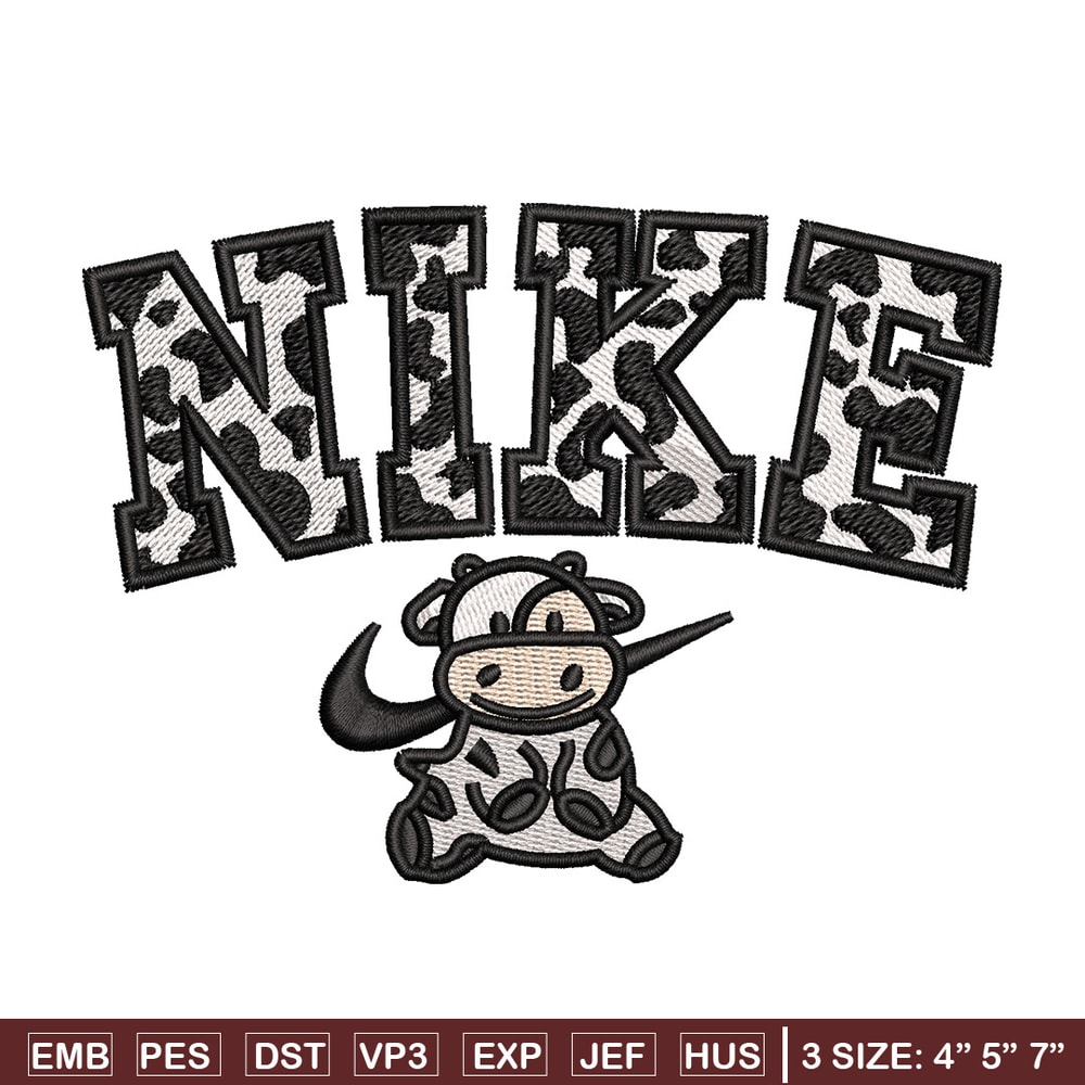 Dairy cow x nike embroidery design, Cow embroidery, Nike design, Embroidery shirt, Embroidery file, Digital download.jpg