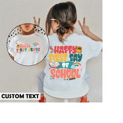 back to school shirt, happy first day of school shirt, hello first grade shirt, hello first grade rainbow shirt, persona