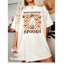 comfort color boot scootin spooky shirt ,halloween shirt ,cowboy ghost shirt,western halloween shirt,cute spooky shirt,h