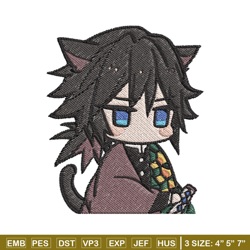 Giyu cat embroidery design, Giyu embroidery, Anime design, Embroidery shirt, Embroidery file, Digital download.jpg