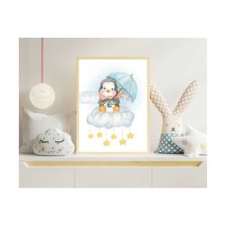 penguin baby art, nursery polar animals kids wall decor, animal polar penguin print, baby penguin , baby shower art gift
