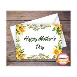 printable tropical happy mother's day card, greenery, instant download greeting card, mother's day greeting card – kalea