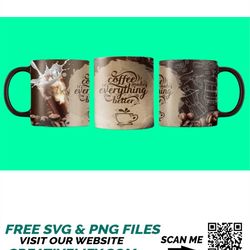 Coffee Quote Mug Wrap Png,mug Sublimation Designs, Mug Design Png, Mug Design Bundle, Mug Warp Png, Coffee Mug Sublimati