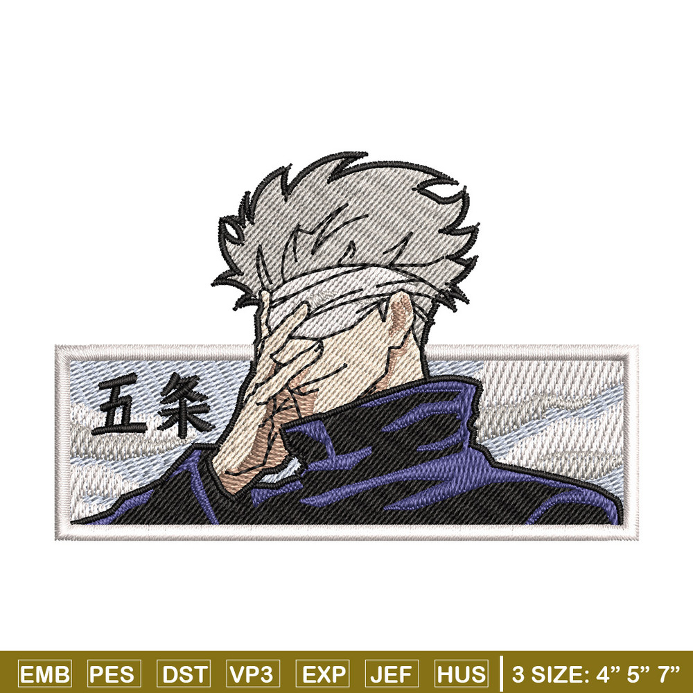 Gojo white embroidery design, Jujutsu embroidery, Anime design, Embroidery shirt, Embroidery file, Digital download.jpg