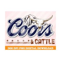 coors & cattle png, cow skull png, western cowboy png, western png, retro png, cowboy png, sublimation designs, digital