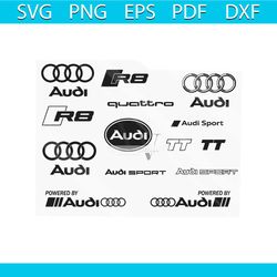famous logo design history audi bundle svg, brand svg, audi logo svg, sports brand audi svg, powered by audi svg, audi s
