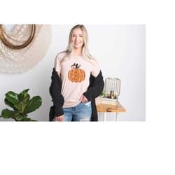 fall pumpkin shirt, halloween sweatshirt, fall sweat for woman, floral pumpkin t-shirt, halloween fall sweat, autumn shi