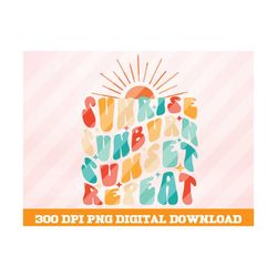 sunrise sunburn sunset repeat png, sun png, vintage png, retro vintage summer png, summer t shirt design, sublimation de