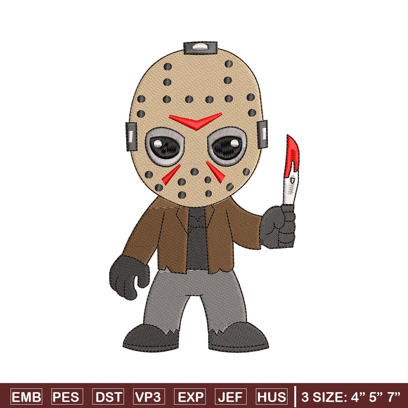 Jason Voorhees embroidery design, Horror embroidery, Embroidery file, Embroidery shirt, Emb design, Digital download.jpg