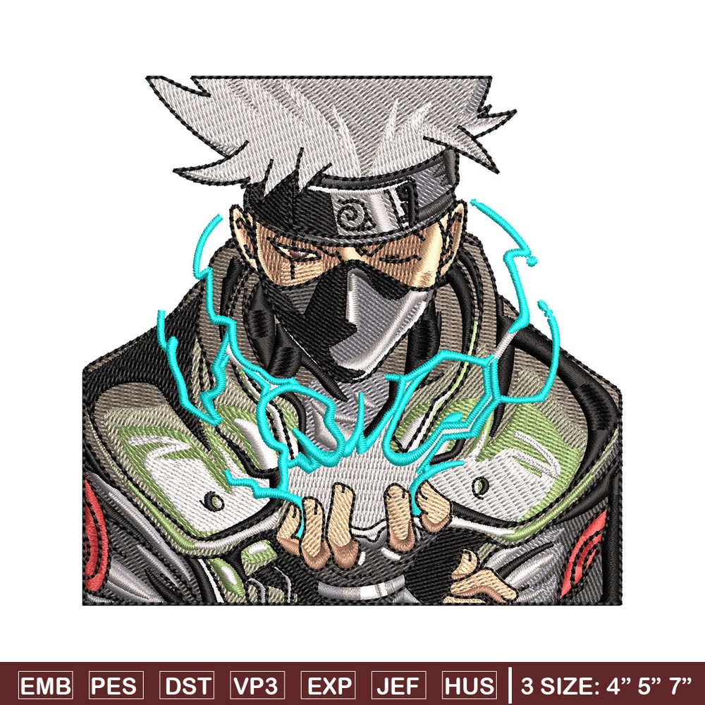 Kakashi chidori embroidery design, Naruto embroidery, Embroidery file, Embroidery shirt, Emb design, Digital download.jpg