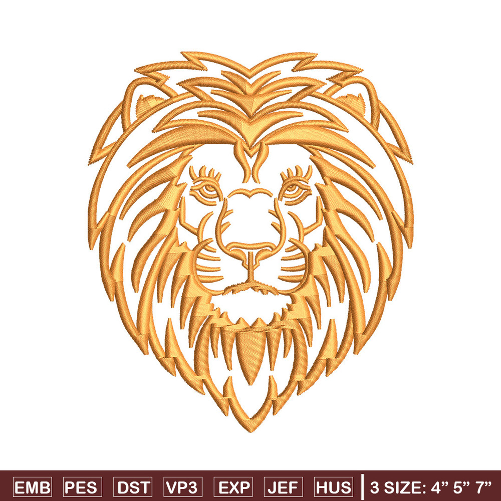 Lion face embroidery design, Lion embroidery, Embroidery file, Embroidery shirt, Emb design, Digital download.jpg
