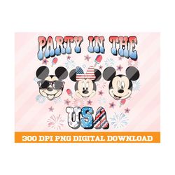 party in the usa png, american flag mouse png, mickey png, 4th of july png, 4th july sublimation png, usa png, sublimat
