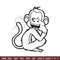 Monkey black white embroidery design, Monkey embroidery, Embroidery file, Embroidery shirt, Emb design, Digital download.jpg