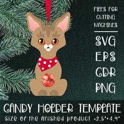 Abyssinian Cat | Christmas Ornament | Candy Holder Template SVG | Sucker holder Paper Craft