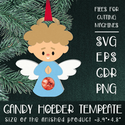 Angel Boy | Christmas Ornament | Candy Holder Template SVG | Sucker holder Paper Craft