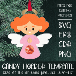 Angel Girl | Christmas Ornament | Candy Holder Template SVG | Sucker holder Paper Craft