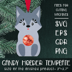Baby Wolf | Christmas Ornament | Candy Holder Template SVG | Sucker holder Paper Craft