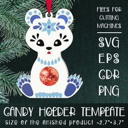 Baby Bear | Christmas Ornament | Candy Holder Template SVG | Sucker holder Paper Craft