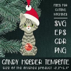 Bengal Cat | Christmas Ornament | Candy Holder Template SVG | Sucker holder Paper Craft