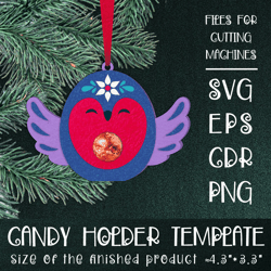 Bullfinch Bird | Christmas Ornament | Candy Holder Template SVG | Sucker holder Paper Craft