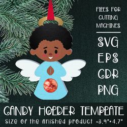 Black Boy Angel | Christmas Ornament | Candy Holder Template SVG | Sucker holder Paper Craft