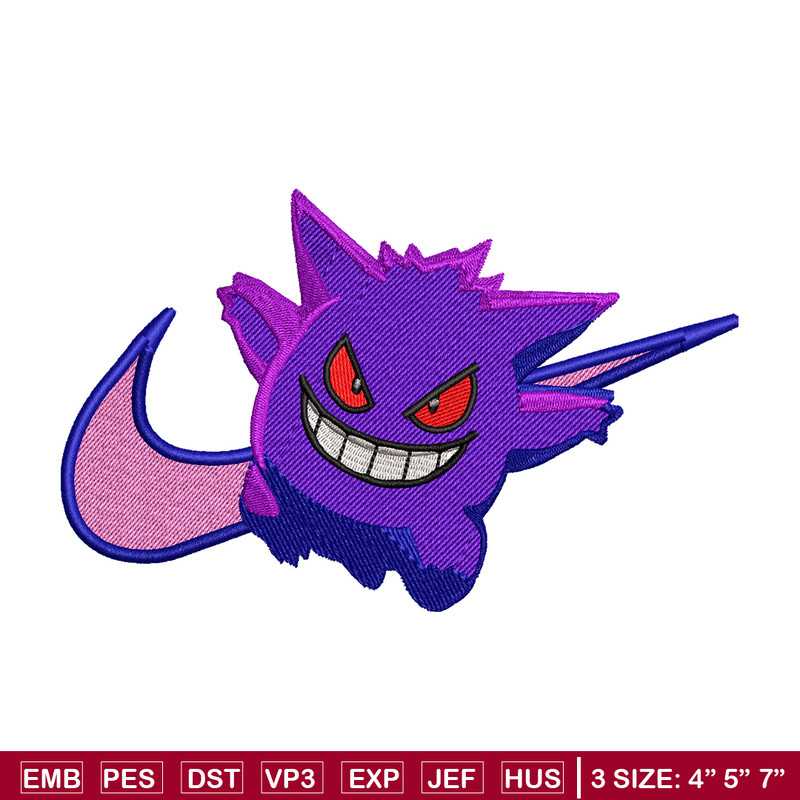 Gengar Nike embroidery design, Pokemon embroidery, nike design, anime design, anime shirt, Digital download.jpg