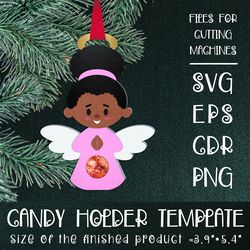 Black Girl Angel | Christmas Ornament | Candy Holder Template SVG | Sucker holder Paper Craft