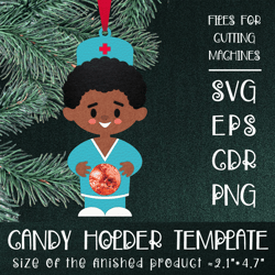 Black Man Doctor | Christmas Ornament | Candy Holder Template SVG | Sucker holder Paper Craft