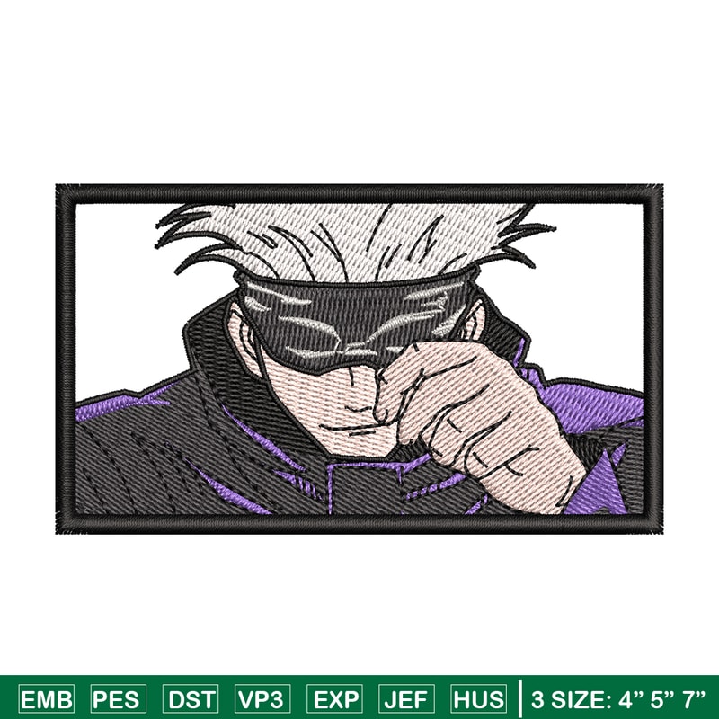 Gojo Satoru embroidery design, Jujutsu kaisen embroidery, anime design, embroidery file, anime shirt, Digital download.jpg