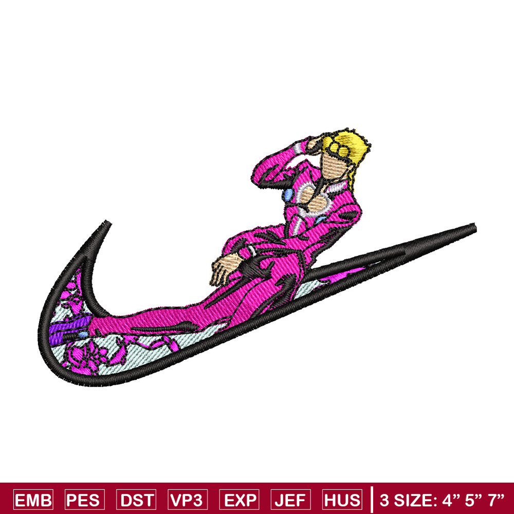 Giorno giovanna nike embroidery design, Giorno giovanna embroidery, Nike design, Embroidery file, digital download..jpg
