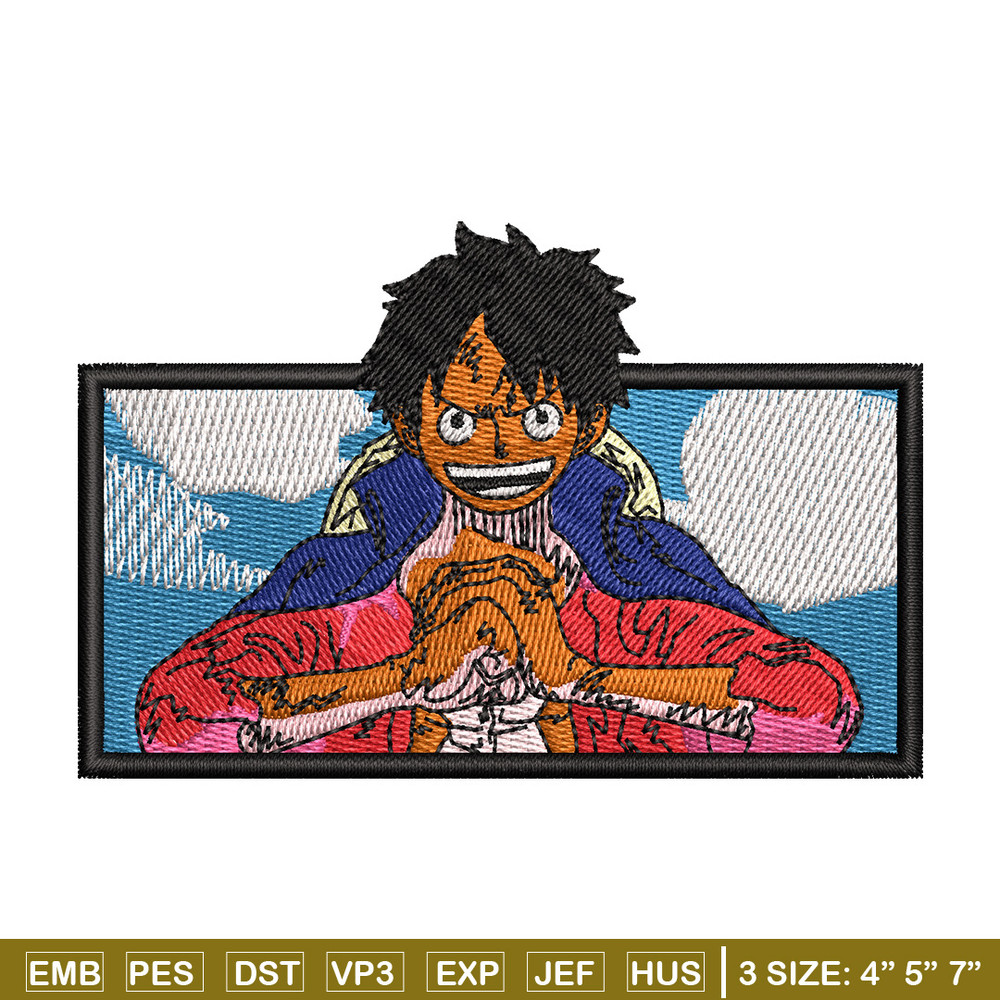 Luffy box embroidery design, One piece embroidery, Anime design, Embroidery shirt, Embroidery file, Digital download.jpg