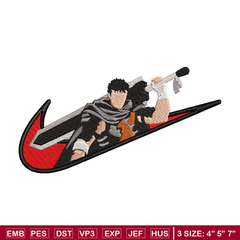 Guts X Nike embroidery design, Berserk embroidery, anime design, embroidery file, anime shirt, Digital download.jpg