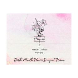 birth month flower bouquet frame svg, birth month flower,daffodil,flower svg,birth flower,flower bouquet,flower,flowers,