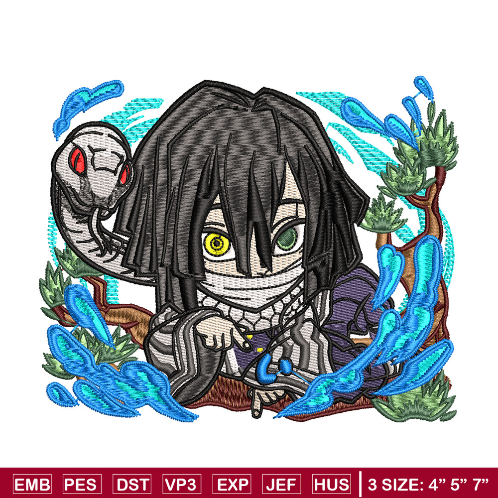 Iguro Obanai chibi embroidery design, Kimetsu no Yaiba embroidery, embroidery file, anime design, Digital download.jpg