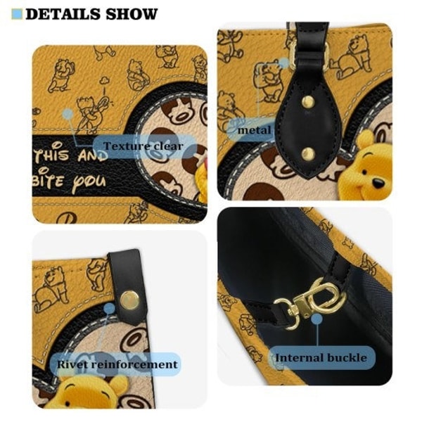 Custom Name I Will Bite You Winnie the Pooh Leather Handbag, Pooh Disney Handbag, Disney Fan Gift, Custom Leather Bag, Woman Handbag - 3.jpg