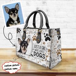 Custom Picture Dog/Cat/Pet Leather Bags,Custom Name HandBag,Personalized Women Bags And Purse