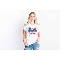 cute patriotic tee, 4th of july butterfly shirt, 4th of july party tee, independence day tee, red white blue shirt, usa