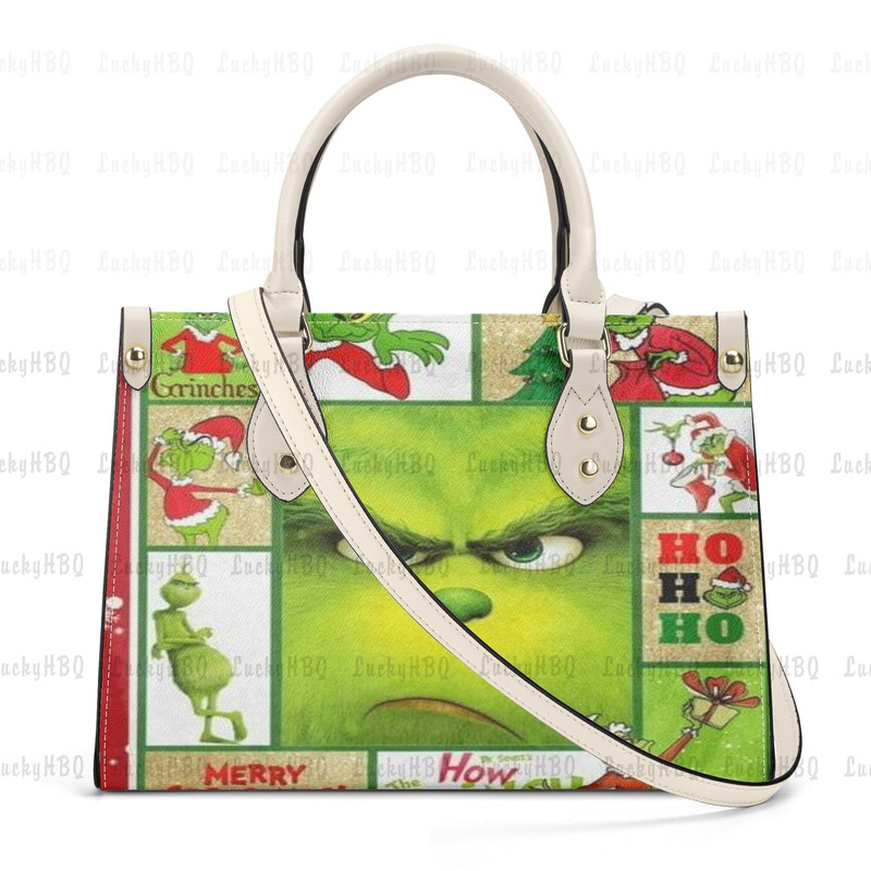 Grinch Leather Handbag,Grinch Christmas Handbag,Grinch Lover's Handbag,Custom Leather Bag, Woman Handbag, Custom Leather Bag, Shopping Bag - 8.jpg