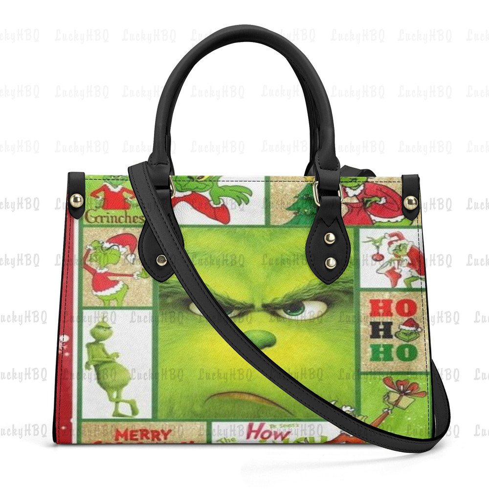 Grinch Leather Handbag,Grinch Christmas Handbag,Grinch Lover's Handbag,Custom Leather Bag, Woman Handbag, Custom Leather Bag, Shopping Bag - 9.jpg