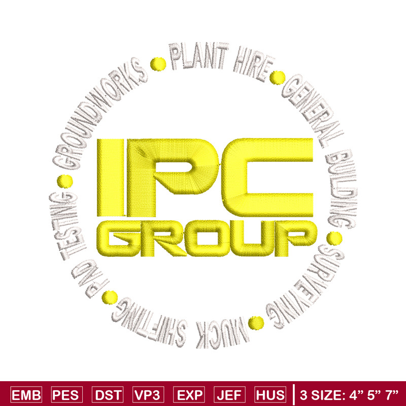 IPC Group logo embroidery design, IPC Group embroidery, logo design, logo shirt, Embroidery file, Instant download.jpg
