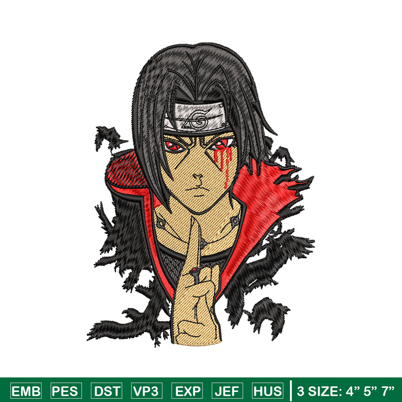 Itachi Uchiha crow embroidery design, Naruto embroidery, embroidery file, anime design, anime shirt, Digital download.jpg