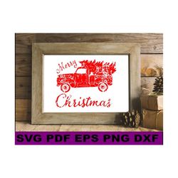 truck with christmas tree svg, red truck with christmas tree svg, red truck with christmas tree, christmas stencils, svg