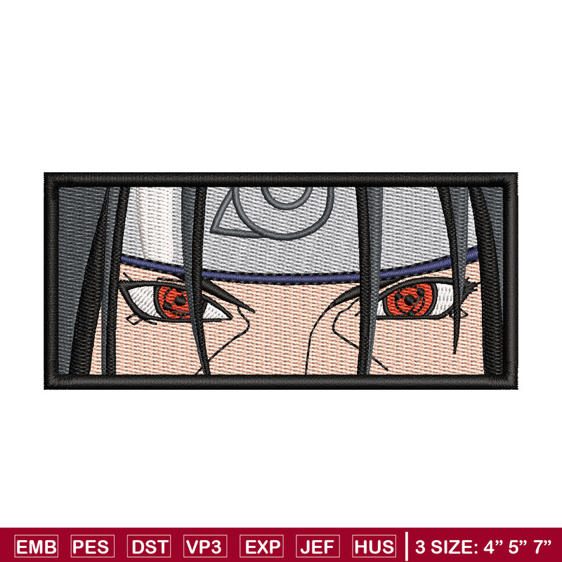 Itachi Rectangle embroidery design, Naruto embroidery, anime design, embroidery file, anime shirt, Digital download.jpg