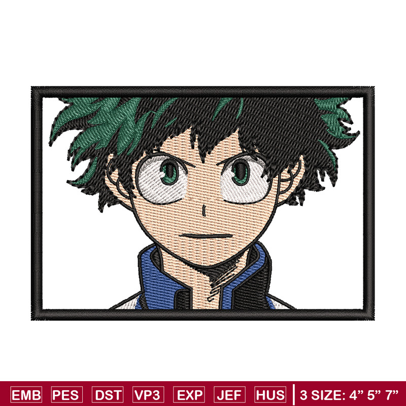 Izuku Midoriya embroidery design, My hero academia embroidery, anime design, embroidery file, Digital download.jpg