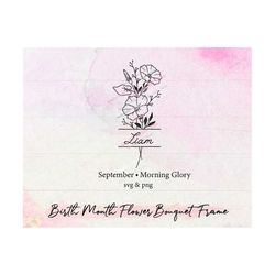 birth month flower bouquet frame svg, birth month flower, morning glory, flower svg,birth flower, flower bouquet,flower,