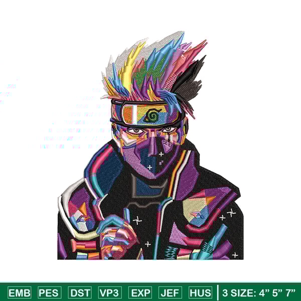 Kakashi color embroidery design, Naruto embroidery, logo design, Embroidery shirt, anime shirt, Instant download.jpg