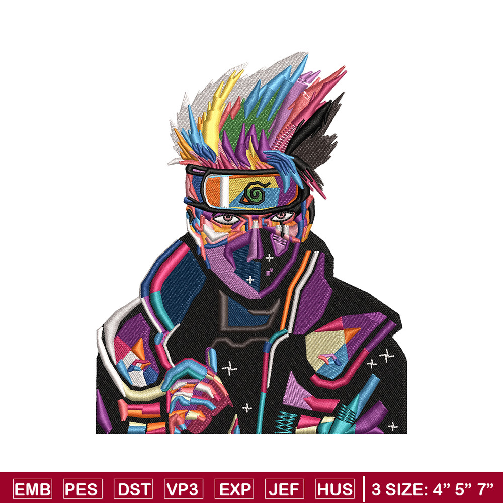 Kakashi color embroidery design, Naruto embroidery, logo design, Embroidery shirt, anime shirt, Instant download.jpg