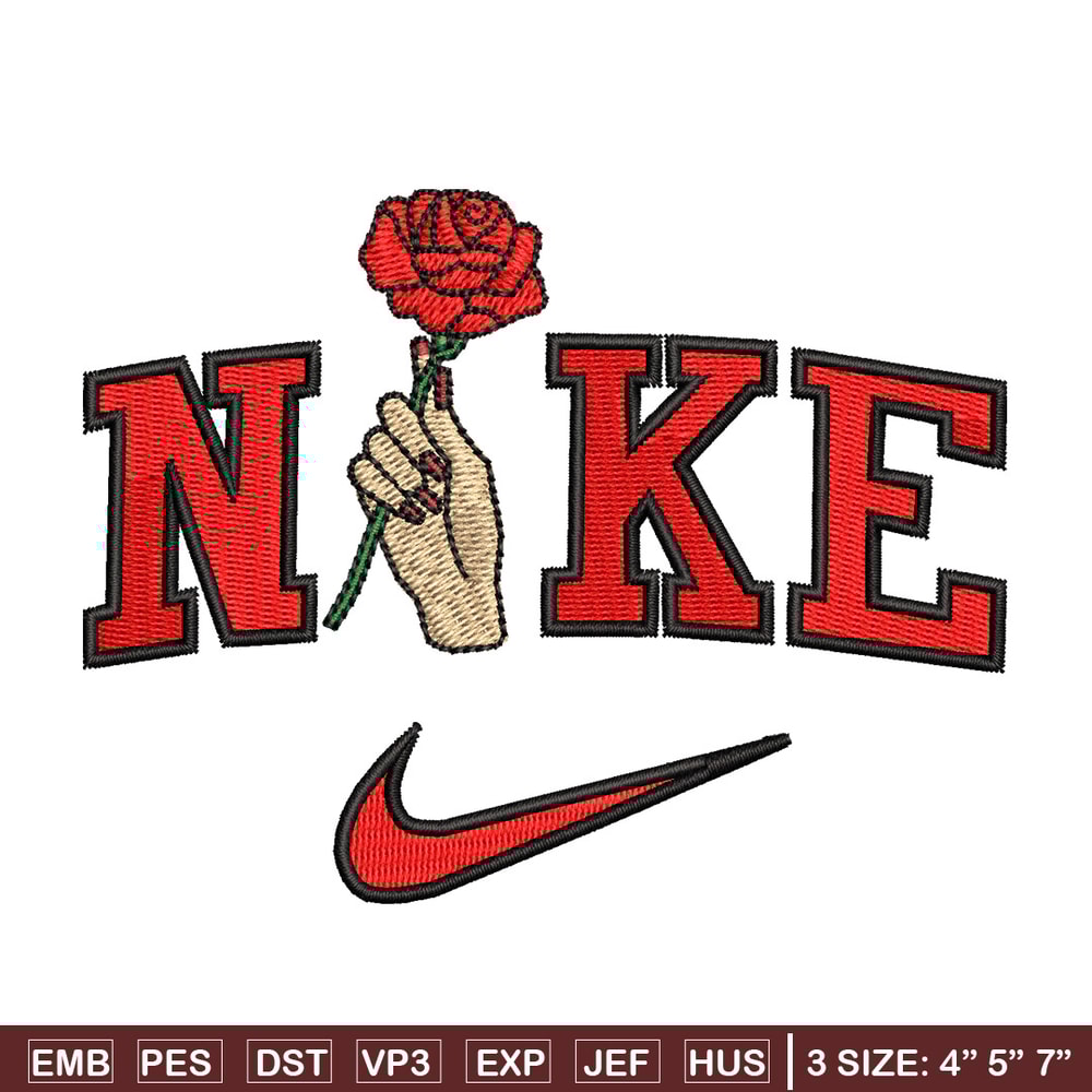 Nike red rose embroidery design, Nike embroidery, Embroidery file, Embroidery shirt, Emb design, Digital download.jpg