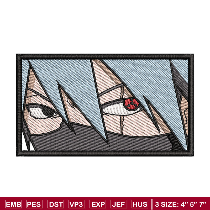 Kakashi hatake embroidery design, Naruto embroidery, anime design, embroidery file, anime shirt, Digital download.jpg